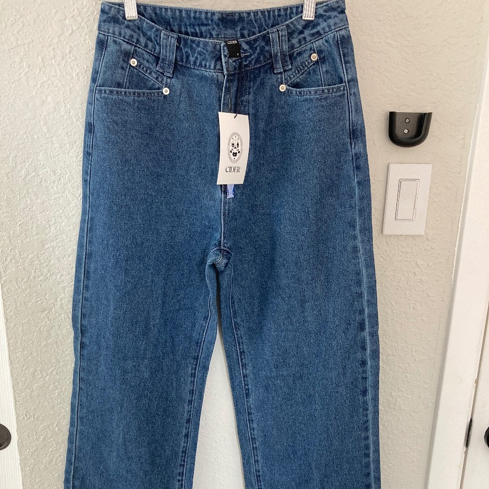 NEW Cider Denim High Waist Wide Leg SMALL